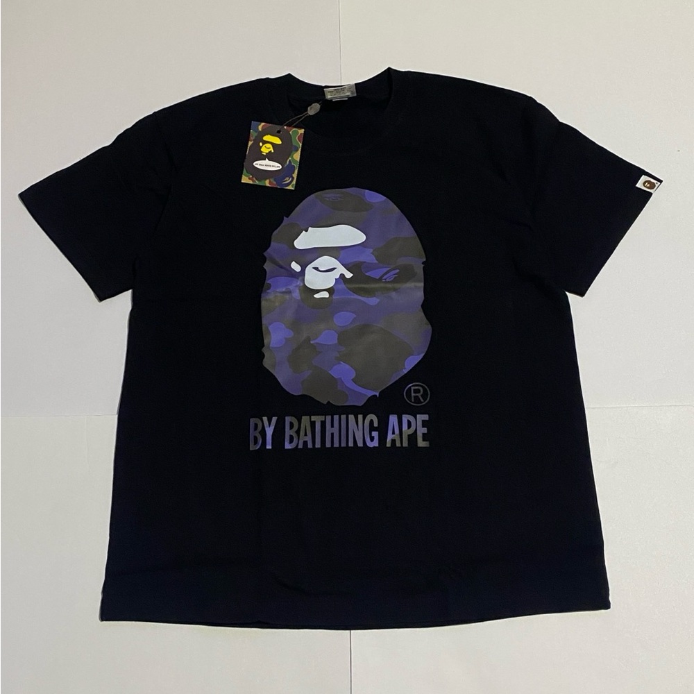 Blue Camo Bape Black T-Shirt Size Medium